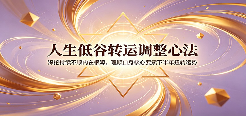人生低谷转运调整心法：深挖持续不顺内在根源，理顺自身核心要素下半年扭转运势-云启智联