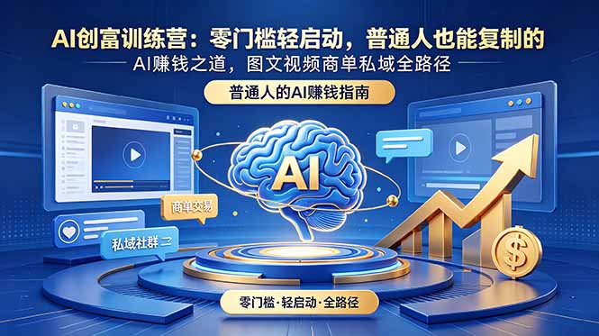 AI创富训练营：零门槛轻启动，普通人也能复制的AI赚钱之道，图文视频商单私域全路径-云启智联