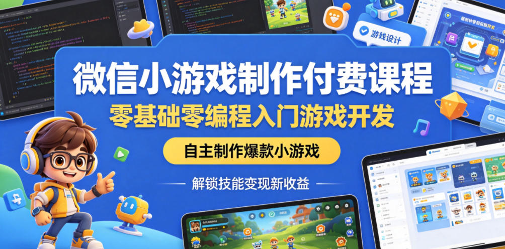 微信小游戏制作付费课程，零基础零编程入门游戏开发，自主制作爆款小游戏，解锁技能变现新收益-云启智联