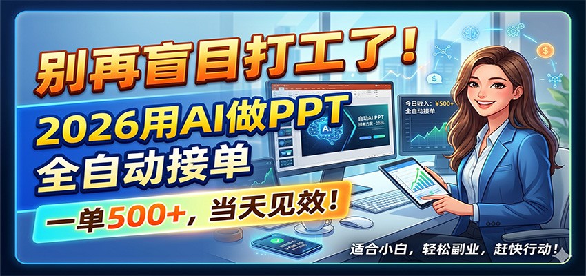 别再盲目打工了！2026用AI做PPT全自动接单，一单5张+，当天见效！-云启智联