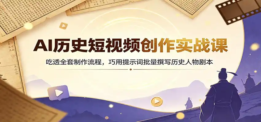 AI历史短视频创作实战课:吃透全套制作流程,巧用提示词批量撰写历史人物剧本-云启智联