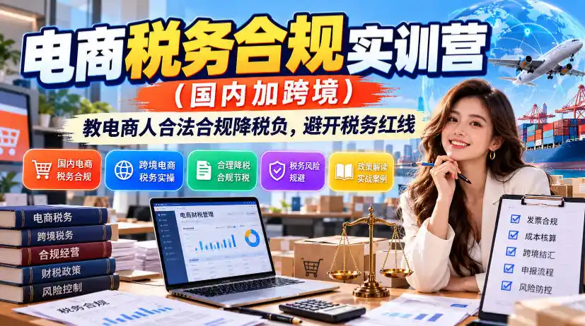 电商税务合规实训营(国内加跨境)，教电商人合法合规降税负，避开税务红线-云启智联