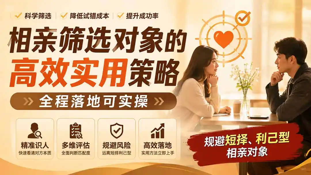 付费文章：相亲筛选对象的高效实用策略，全程落地可实操，规避短择、利己型相亲对象-云启智联