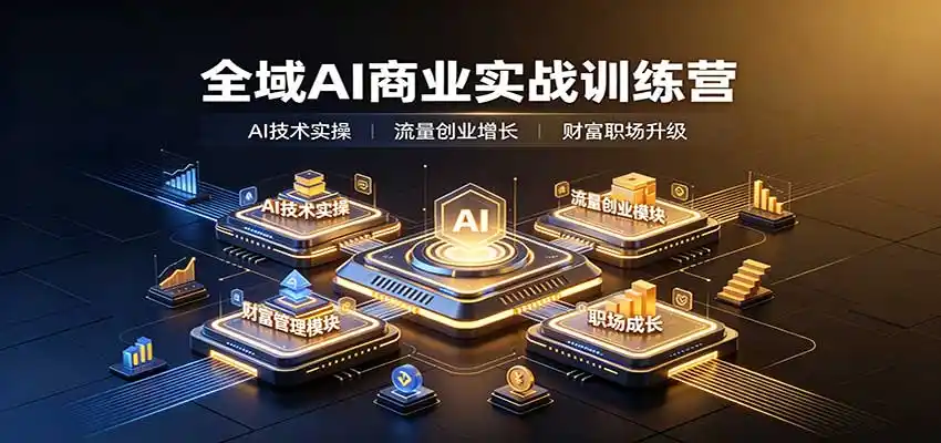 全域AI商业实战训练营：涵盖AI技术实操、流量创业、财富管理与职场成长全体系内容-云启智联