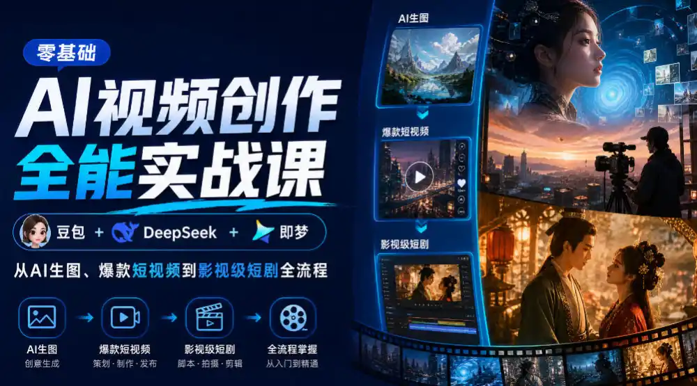 零基础AI视频创作全能实战课｜豆包+DeepSeek+即梦，从AI生图、爆款短视频到影视级短剧全流程-云启智联