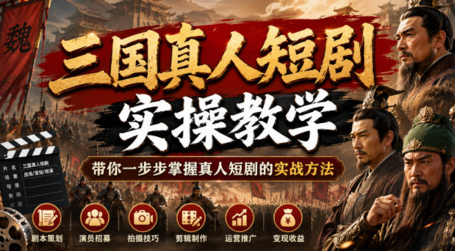 三国真人短剧实操教学，带你一步步掌握真人短剧的实战方法-云启智联