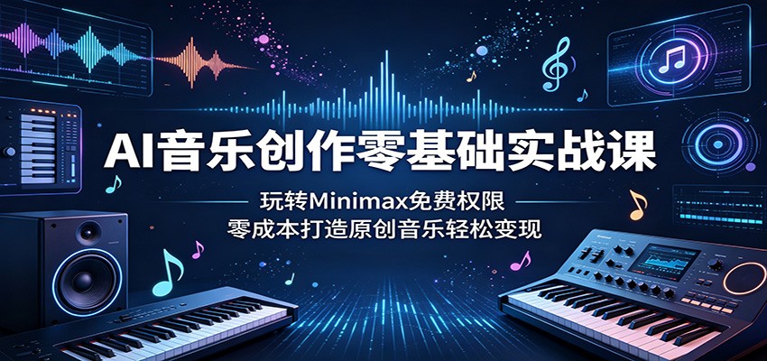 AI音乐创作零基础实战课：玩转Minimax免费权限，零成本打造原创音乐轻松变现-云启智联