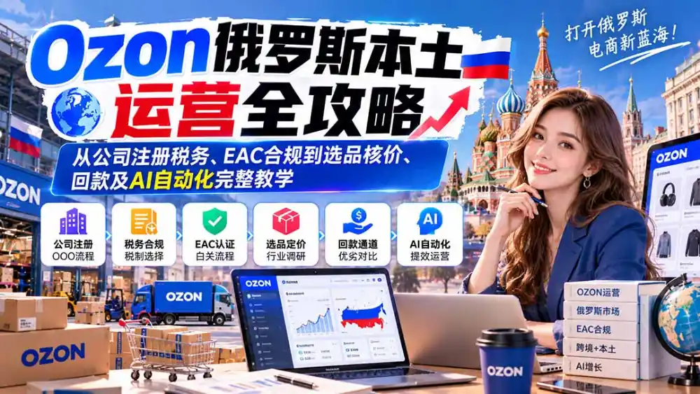 Ozon俄罗斯本土运营全攻略：从公司注册税务、EAC合规到选品核价、回款及AI自动化完整教学-云启智联