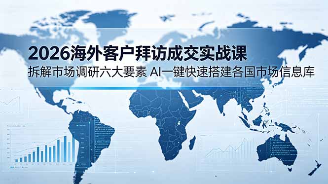 2026海外客户拜访成交实战课：拆解市场调研六大要素，AI一键快速搭建各国市场信息库-云启智联