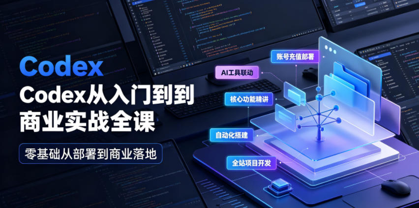 Codex从入门到商业实战全课｜账号充值部署、AI工具联动、核心功能精讲、自动化搭建、全站项目开发零基础教程-云启智联