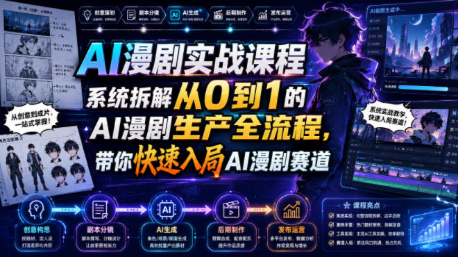 AI漫剧实战课程，系统拆解从0到1的AI漫剧生产全流程，带你快速入局AI漫剧赛道-云启智联