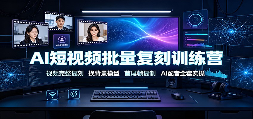 AI短视频批量复刻训练营：视频完整复刻，换背景模型、首尾帧复制、AI配音全套实操-云启智联