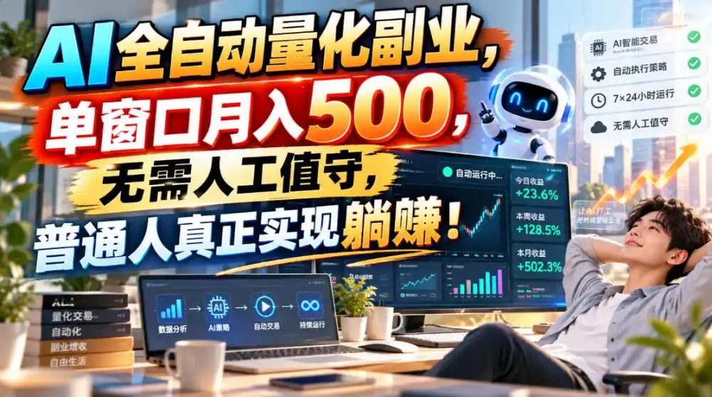 AI全自动量化副业，单窗口月入500，无需人工值守，普通人真正实现躺賺！-云启智联
