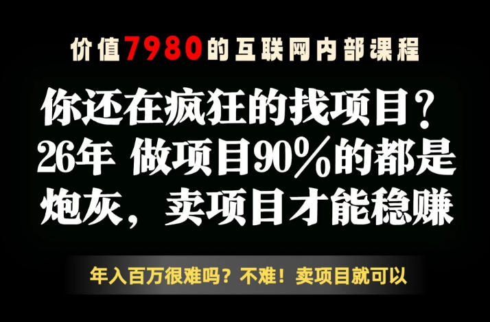 26年请不要疯狂的找项目了，卖项目远比你想象的暴利，你也可以月入10W+【揭秘】-云启智联