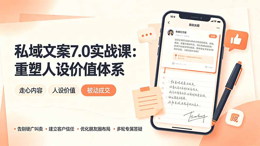 私域文案实战课7.0：重塑人设价值体系｜-告别硬广推销×走心内容×自我价值塑造，实现被动成交-云启智联