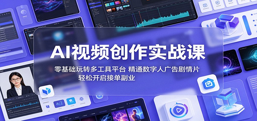 AI视频创作实战课：零基础玩转多工具平台，精通数字人广告、剧情片，轻松开启接单副业-云启智联