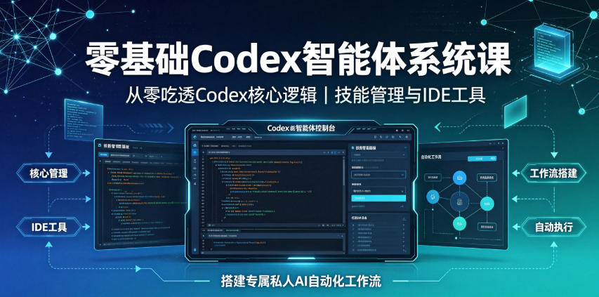 零基础Codex智能体系统课｜从零吃透Codex核心逻辑、技能管理与IDE工具，搭建专属私人AI自动化工作流-云启智联