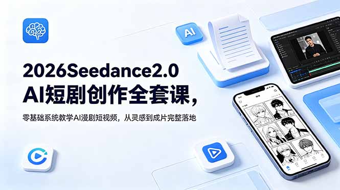 2026Seedance2.0AI短剧创作全套课，零基础系统教学AI漫剧短视频，从灵感到成片完整落地-云启智联