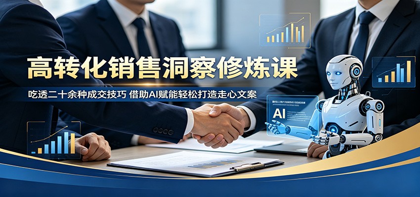 高转化销售洞察修炼课：吃透二十余种成交技巧，借助AI赋能轻松打造走心文案-云启智联