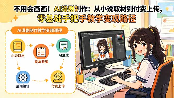 不用会画画！AI漫剧制作：从小说取材到付费上传，零基础手把手教学变现路径(更新-云启智联