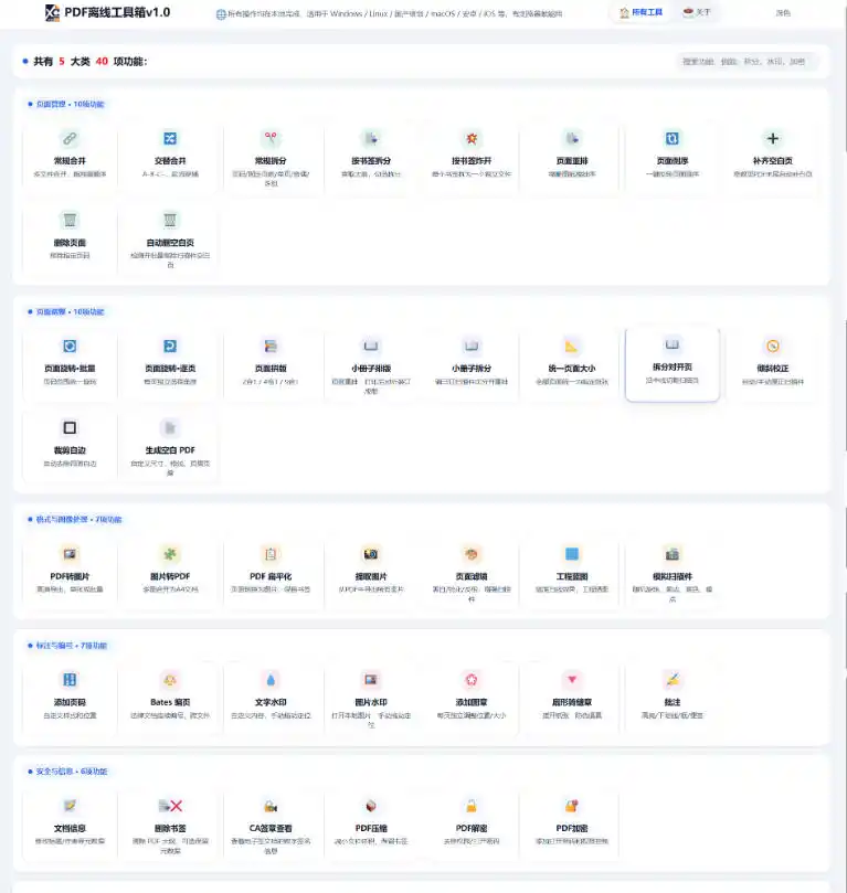 免费PDF工具箱！4MB离线运行，40+功能，合并拆分压缩加密全搞定！-云启智联