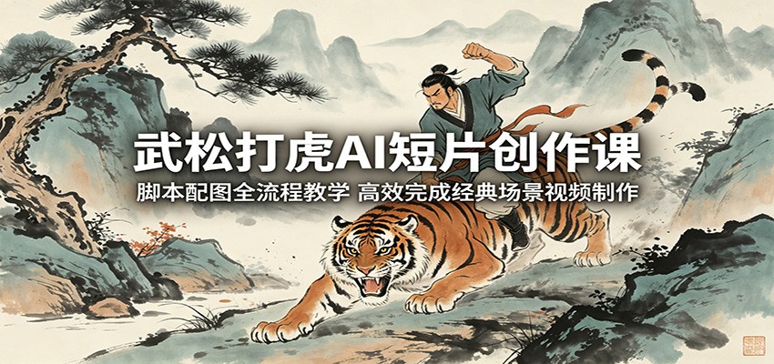 武松打虎AI短片创作课：脚本配图全流程教学，高效完成经典场景视频制作-云启智联