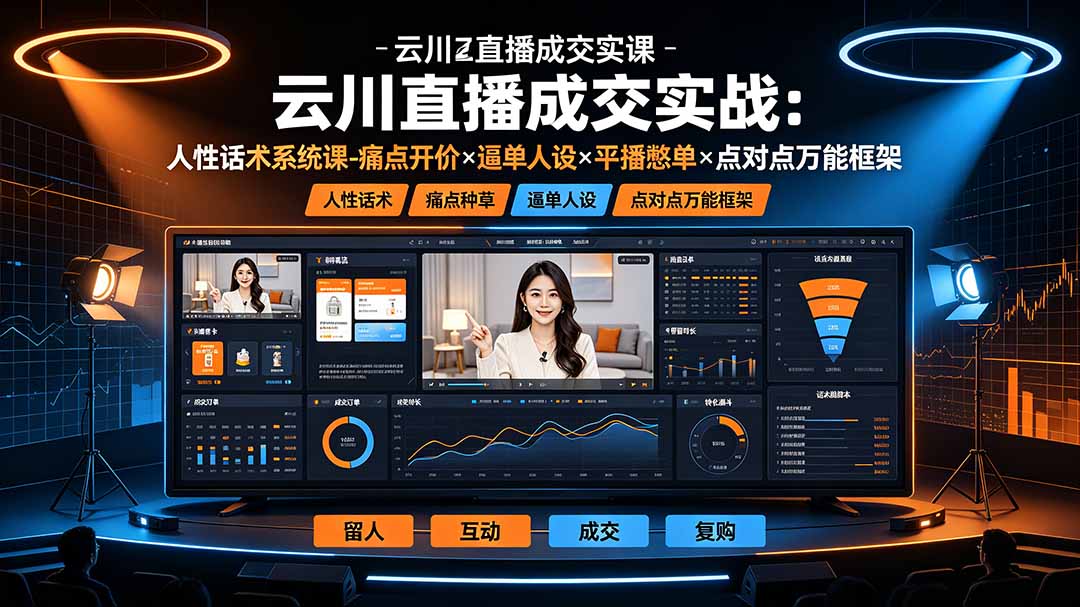 云川直播成交实战：人性话术系统课-痛点种草×塑品开价×逼单人设×平播憋单×点对点万能框架-云启智联