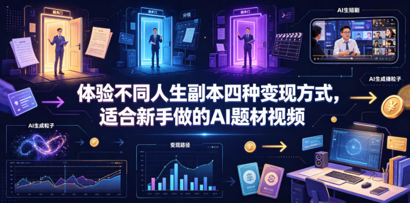 体验不同人生副本四种变现方式，适合新手做的AI题材视频-云启智联