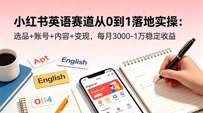 小红书英语赛道从0到1落地实操：选品+账号+内容+变现，每月3000-1万稳定收益-云启智联