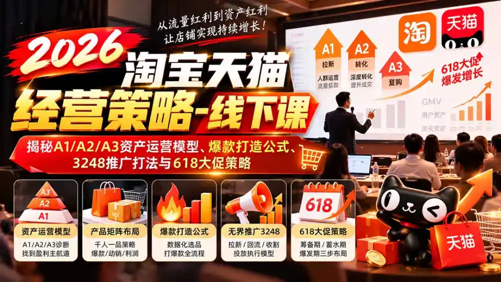 2026淘宝天猫经营策略-线下课-更新1019:揭秘A1/A2/A3资产运营模型、爆款打造公式、3248推广打法与618大促策略 2026淘宝天猫经营策略-线下课-更新1019:揭秘A1/A2/A3资产运营模型、爆款打造公式、3248推广打法与618大促策略