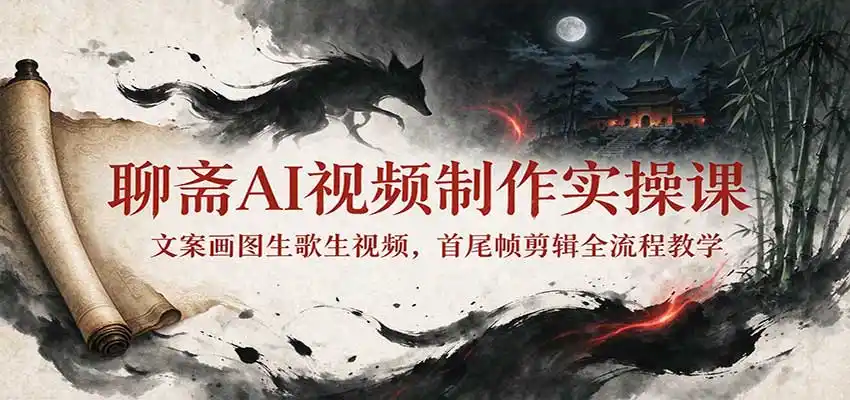 聊斋AI视频制作实操课:文案画图生歌生视频,首尾帧剪辑全流程教学-云启智联