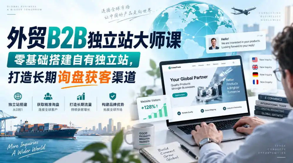 外贸B2B独立站大师课，零基础搭建自有独立站，打造长期询盘获客渠道-云启智联
