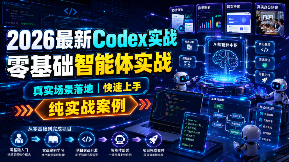2026最新Codex实战零基础智能体实战，真实场景落地，快速上手，纯实战案例-云启智联
