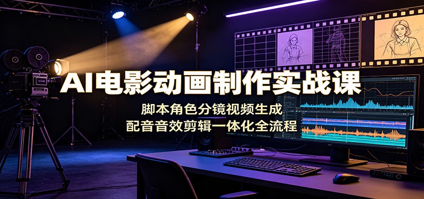AI电影动画制作实战课：脚本角色分镜视频生成，配音音效剪辑一体化全流程-云启智联