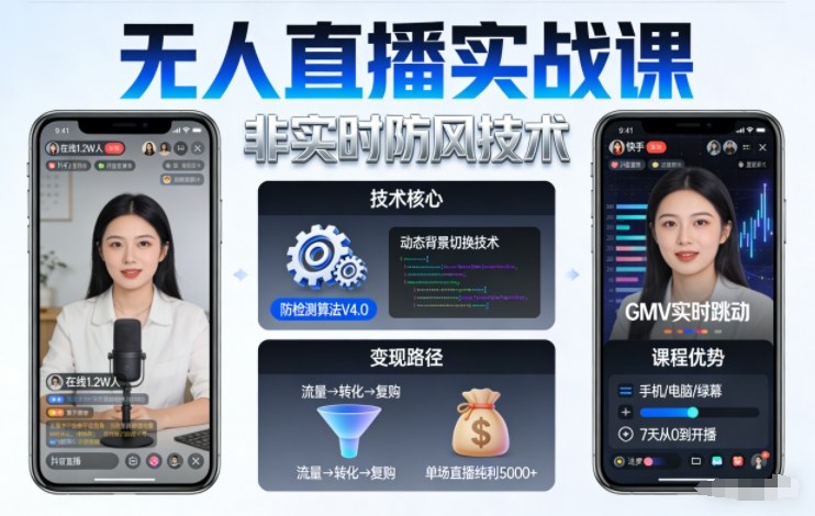 宝子哥无人直播实战课，非实时防风技术，聚焦抖音快手等平台直播带货，轻松开启直播变现之路(更新2026年5月29日)-云启智联