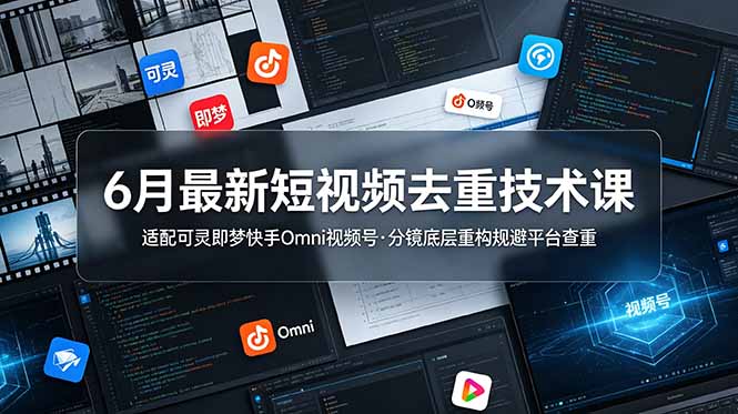 6月最新短视频去重技术课，适配可灵即梦快手Omni视频号，分镜底层重构规避平台查重-云启智联