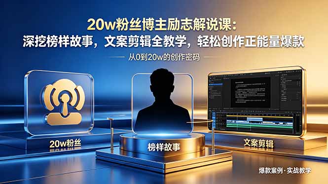 20w粉丝博主励志解说课：深挖榜样故事，文案剪辑全教学，轻松创作正能量爆款-云启智联