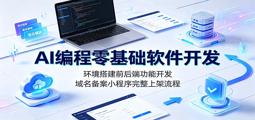 AI编程零基础软件开发：环境搭建前后端功能开发，域名备案小程序完整上架流程-云启智联