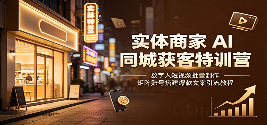 实体商家AI同城获客特训营：数字人短视频批量制作，矩阵账号搭建爆款文案引流教程-云启智联