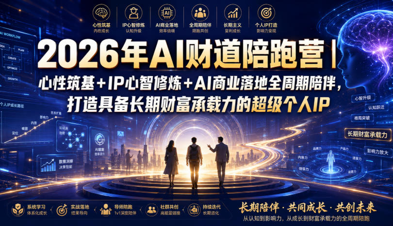 2026年AI财道陪跑营｜心性筑基+IP心智修炼+AI商业落地全周期陪伴，打造具备长期财富承载力的超级个人IP-云启智联