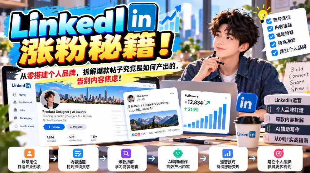 LinkedIn涨粉秘籍!从零搭建个人品牌,拆解爆款帖子究竟是如何产出的,告别内容焦虑!【原创双语字幕】-云启智联