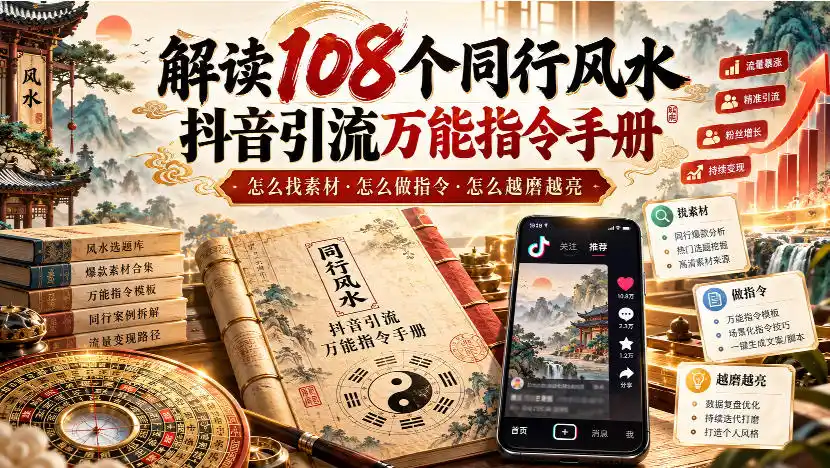 解读108个同行风水抖音引流万能指令手册，怎么找素材·怎么做指令·怎么越磨越亮【文档】-云启智联