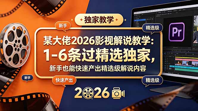 某大佬2026影视解说教学：1-6条过精选独家，新手也能快速产出精选级解说内容-云启智联
