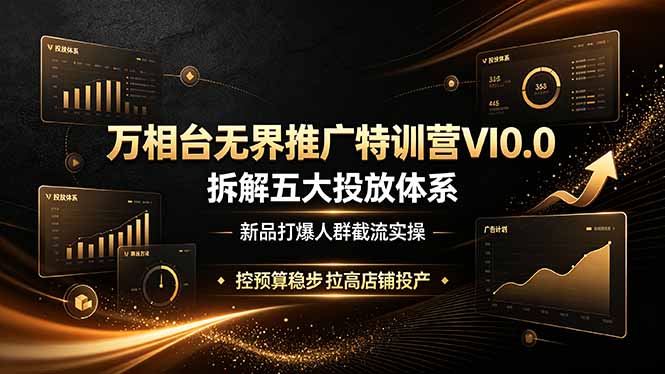 万相台无界推广特训营VI0.0，拆解五大投放体系，新品打爆人群截流实操，控预算稳步拉高店铺投产-云启智联