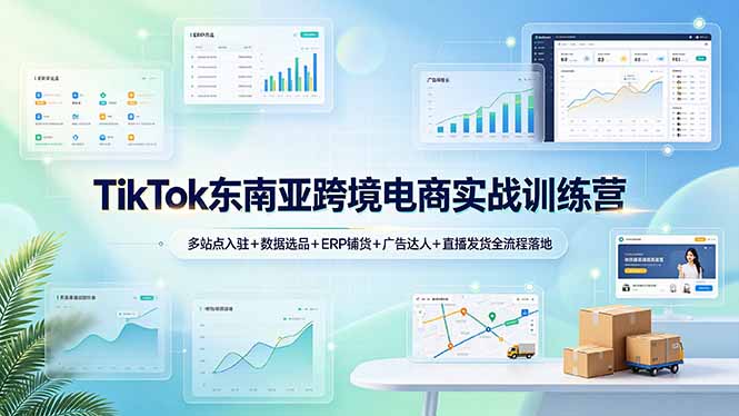 TikTok东南亚跨境电商实战训练营：多站点入驻+数据选品+ERP铺货+广告达人+直播发货全流程落地-云启智联