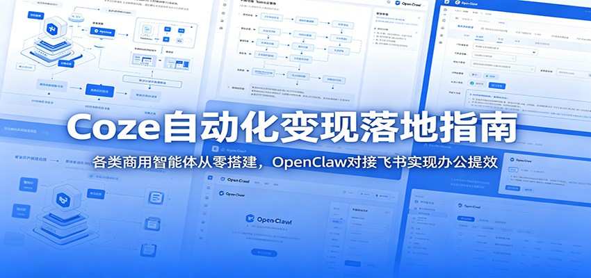 Coze自动化变现落地指南：各类商用智能体从零搭建，OpenClaw对接飞书实现办公提效-云启智联