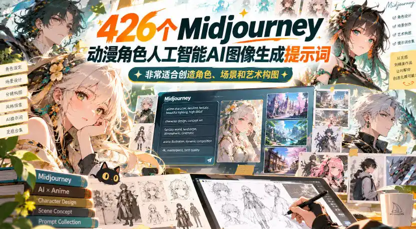 426个Midjourney动漫角色人工智能AI图像生成提示词,非常适合创造角色、场景和艺术构图-云启智联
