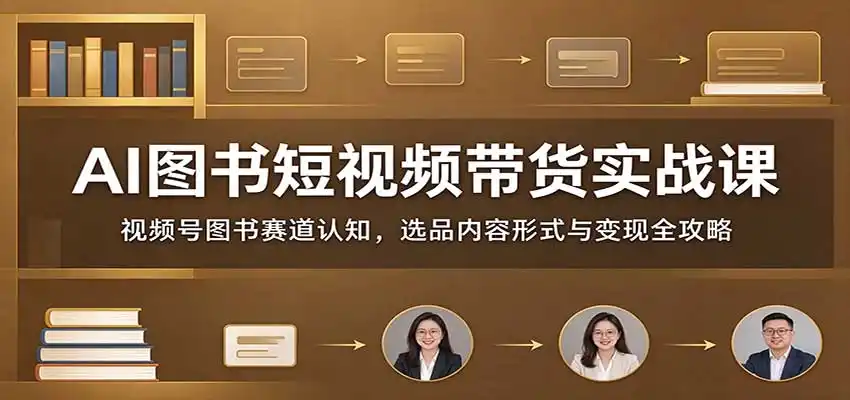 AI图书短视频带货实战课：视频号图书赛道认知，选品内容形式与变现全攻略-云启智联