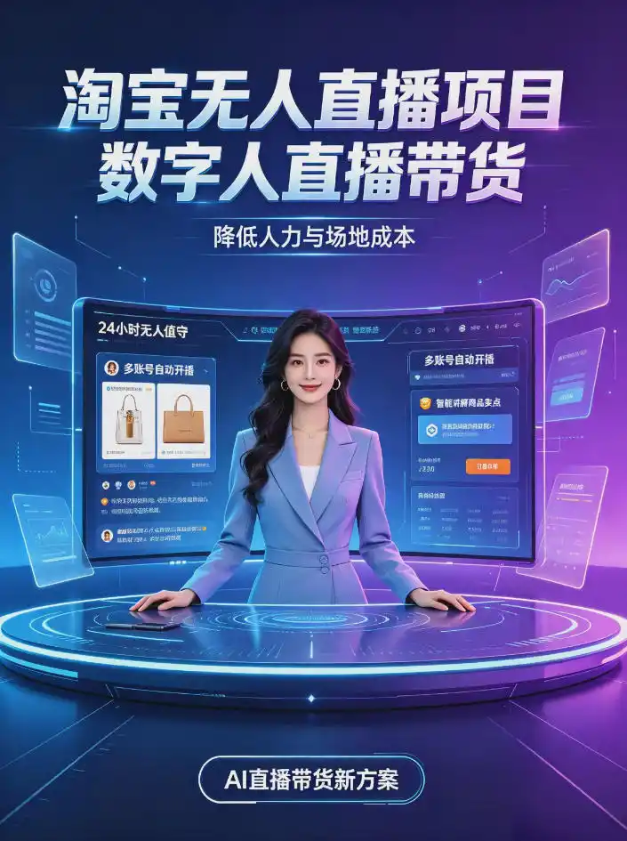 淘宝AI无人直播带货，24小时自动开播低门槛副业，无需真人长时间出镜，持续引流出单【揭秘】-云启智联