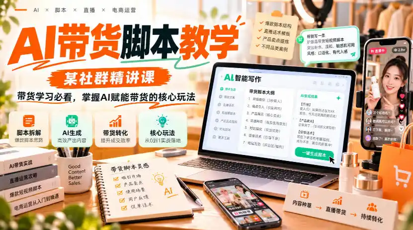 AI带货脚本教学,某社群精讲课,带货学习必看,掌握AI赋能带货的核心玩法-云启智联
